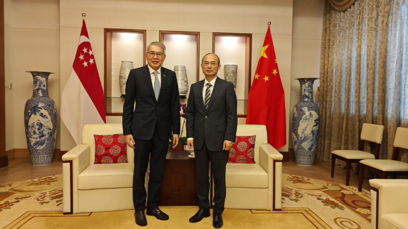 中国驻新加坡大使会见新加坡工商联合总会主席林明彦一行