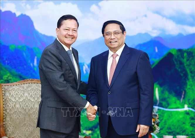 越南总理范明政会见柬埔寨副首相涅沙文