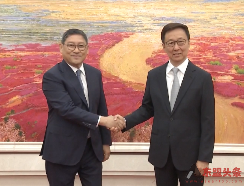 中国国家副主席韩正会见柬埔寨副首相兼外交与国际合作部大臣宋金达