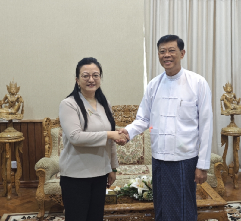 中国驻缅甸大使马珈会见缅甸副总理兼交通和通讯部长妙吞乌