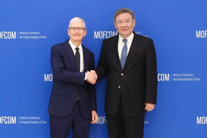 中国商务部部长王文涛会见苹果公司CEO库克