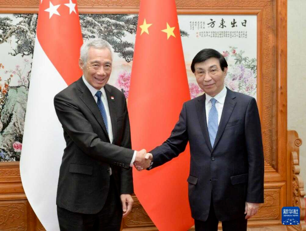 中国全国政协主席王沪宁在北京会见新加坡国务资政李显龙