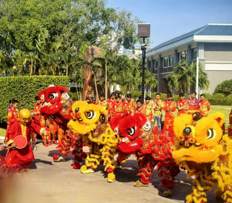 柬华理事总会醒狮团到中国驻柬埔寨大使馆拜年