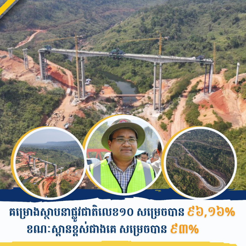 柬埔寨最高桥建设工作已完成93% 预计2025年柬新年前试运行