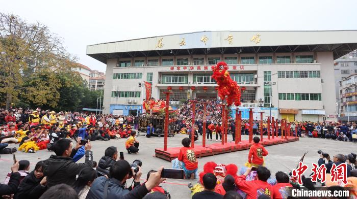 广西千年狮舞“闹”新春 将赴东盟交流