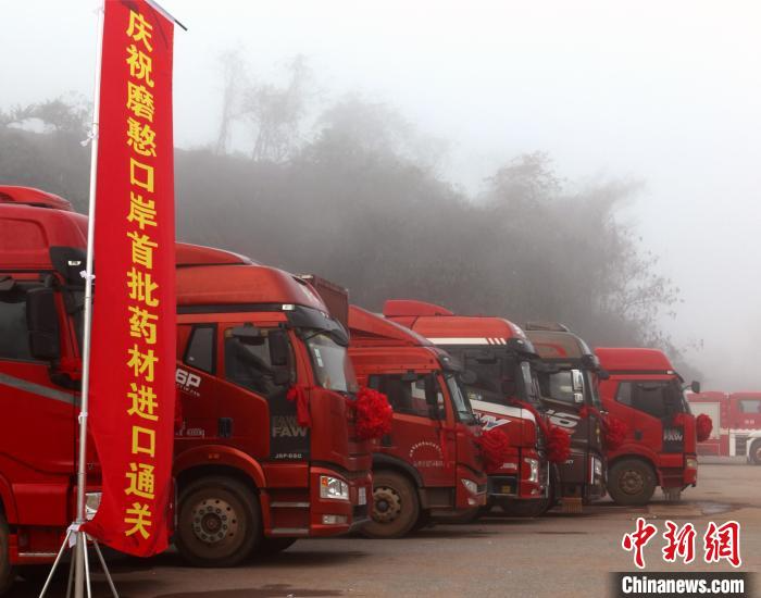 中老边境磨憨口岸通关首批110吨老挝中药材