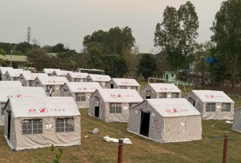 中国为缅甸曼德勒和内比都地震受灾民众建成临时安置点
