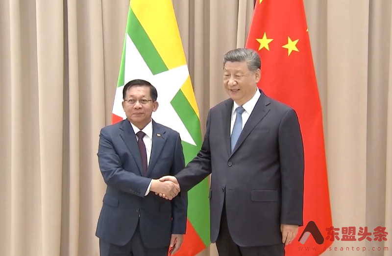 中国国家主席习近平在莫斯科会见缅甸领导人敏昂莱
