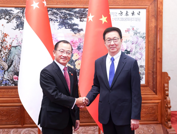 中国国家副主席韩正会见新加坡国会议长谢健平