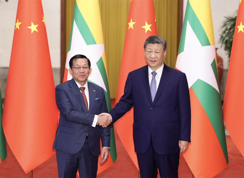 中国国家主席习近平同缅甸总统敏昂莱会谈 双方同意持续严打网赌电诈