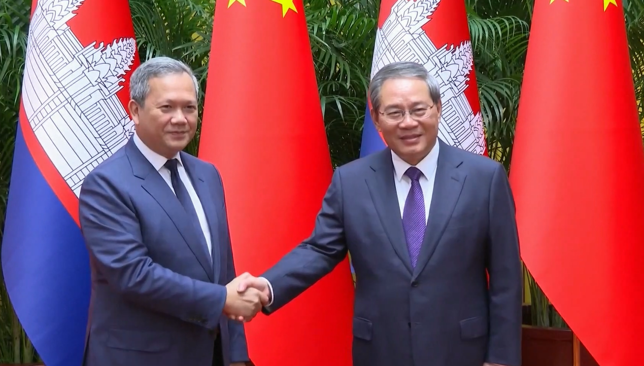 【视频】中国国务院总理李强同柬埔寨首相洪玛奈举行会谈