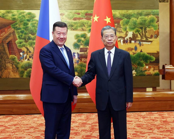 中国全国人大常委会委员长赵乐际同捷克众议长冈村富夫会谈