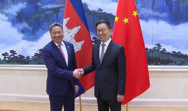【视频】中国国家副主席韩正会见柬埔寨副首相孙占托
