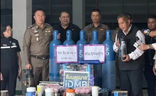 泰国曼谷警方查获非法“笑气”工厂 2名中国籍管理人员被捕