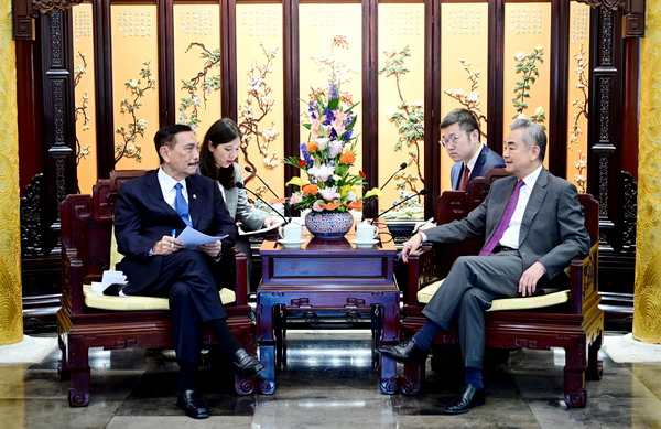 中国外长王毅会见印度尼西亚国家经济委员会主席卢胡特