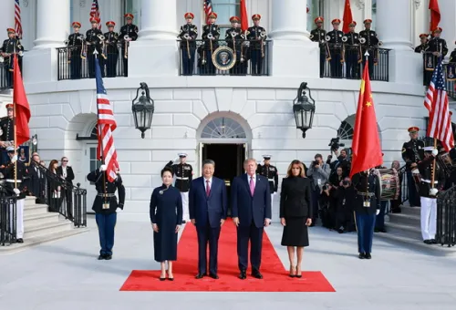 美国总统特朗普在白宫为中国国家主席习近平举行隆重欢迎仪式