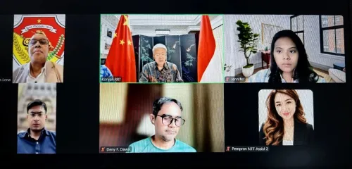 中国驻登巴萨总领事张志昇同印度尼西亚东努沙登加拉省省长勒纳举行视频会见
