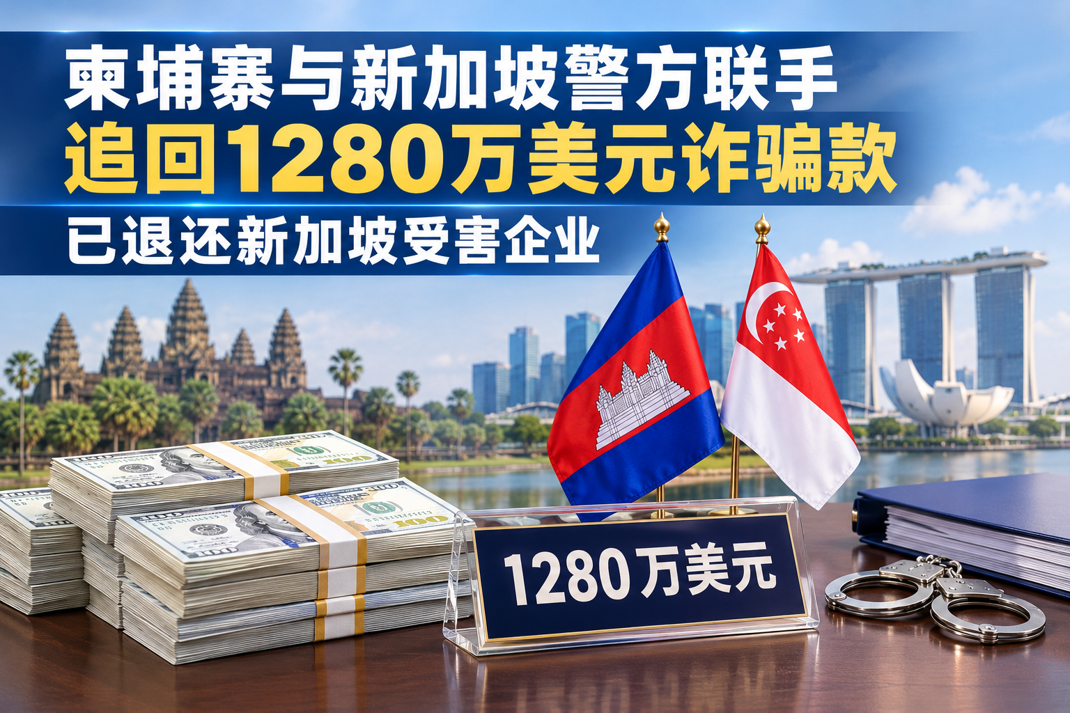 柬埔寨警方与新加坡警方密切协作成功追回1280万美元诈骗款 已退还新加坡受害企业